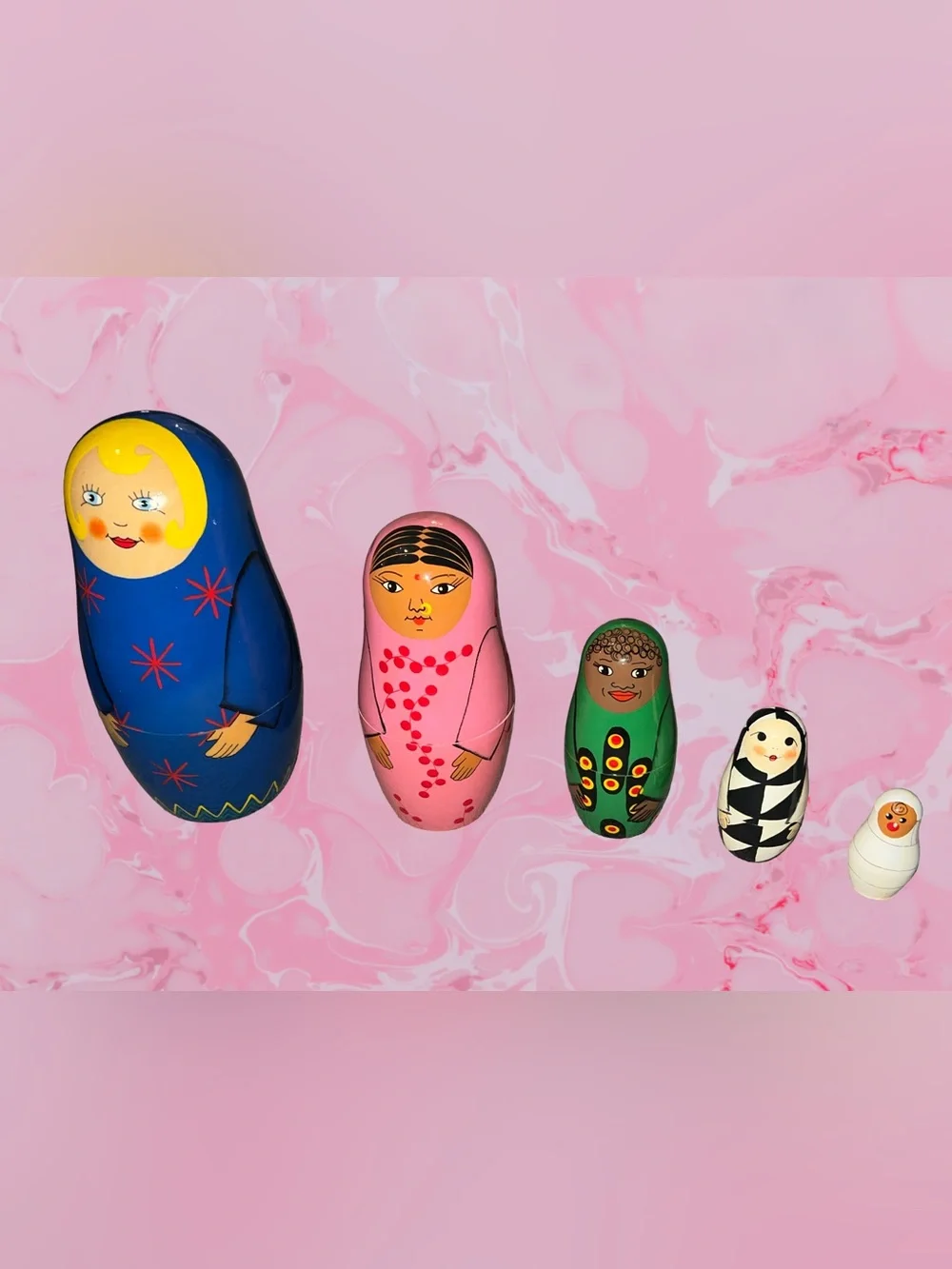Vtg Set of 5 Russian Nesting Dolls IKEA Jutanas Matryoshka 1999